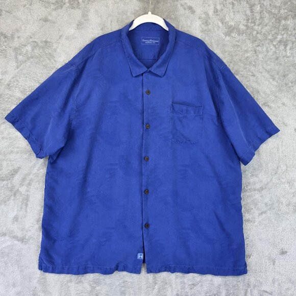 Tommy Bahama Shirt Mens 3XL Blue 100% Silk Original Fit Camp Button Up Hawaiian - Picture 1 of 12